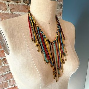 Multi-Color Thread & Charm Necklace